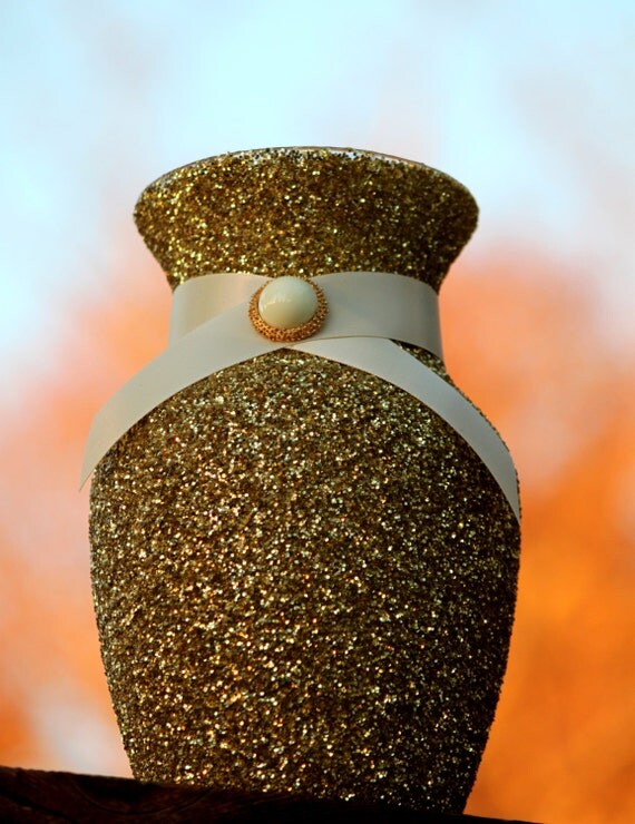 Items similar to Gold Glitter Vase, Gold Vase, Glitter Vase, Wedding