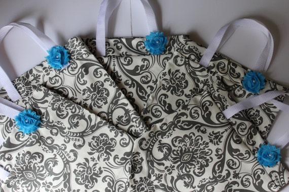 Beach Bags - Gray Damask Tote Bags - Bridesmaid Gifts - Sale