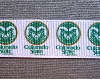 Limited-Time Sale! COLORADO STATE RAMS 7/8" Grosgrain Craft Ribbon - 3 Yards