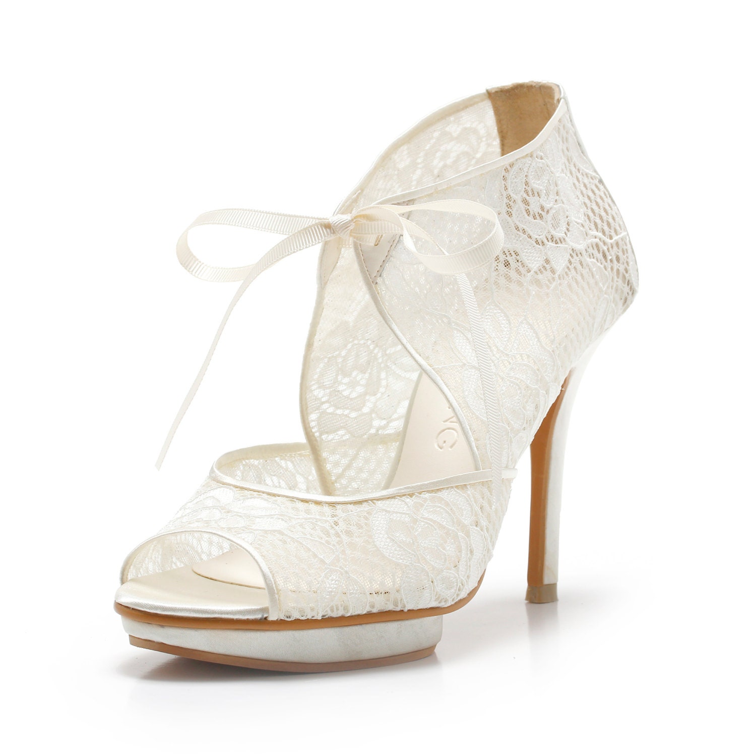 Custom Made Ivory Lace Wedding Ankle Boots Custom Made Bridal