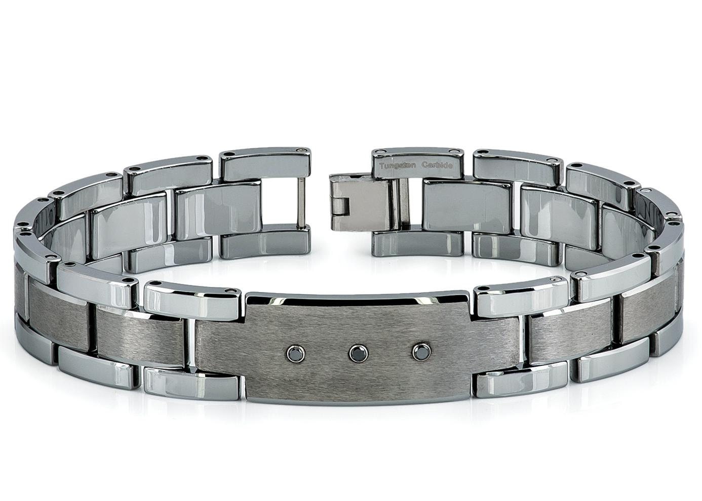 8.5 Men's Tungsten Bracelet 0.15ctw Black Diamond