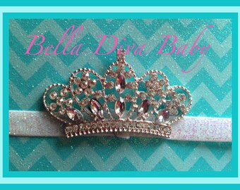 Princess Tiara-crown Rhinestone BUTTON FLAT BACK -Rhinestone metal embellishment vintage to make hair accessories- Photo prop girls tiara
