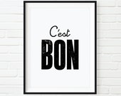 Paris Decor French Decor "C'est Bon" Wall Decor Inspirational Print Home Decor Wall Art Typography Poster Winter Gift New Year Resolution