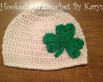 Irish St. Patrick's Day Crochet Hat Shamrock