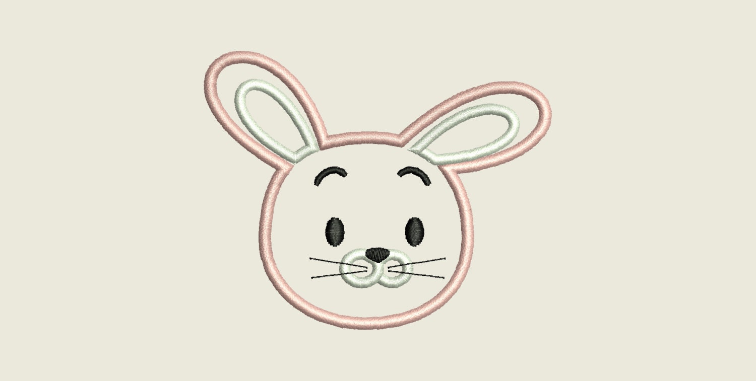 Bunny Face Embroidery Design File Rabbit Applique Download