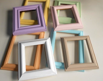 Eight, Vintage, Upcycled, Shabby Chic, Pastel Colors, Picture Frames