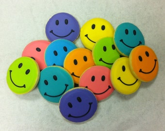 Smiley Face Sugar Cookies ~ Hand-decorated, Freshly Baked, Get Well Gift Cookies, Thank You Gift, Birthday Gift Cookies,