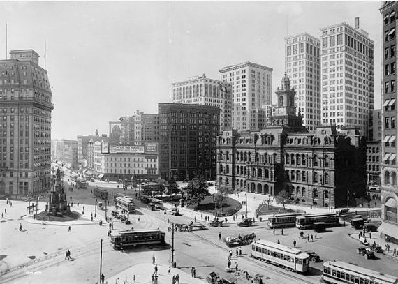 Old Detroit Michigan City Streetcars 1920s Street View