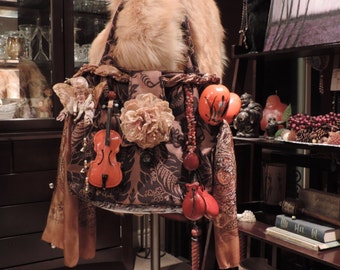 Upcycled Purse,Upcycled Bag,Spirit Rattle Bag,Spirit Music Bag,Vintage Purses and Bags,Tamborine,Tamborine Bag,One of a kind Purse,Music Bag