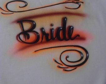 Bride & groom custom airbrushed t-shirts