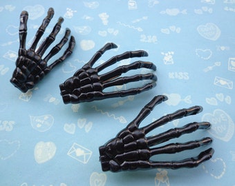SALE--50 black skeleton hand hair clips