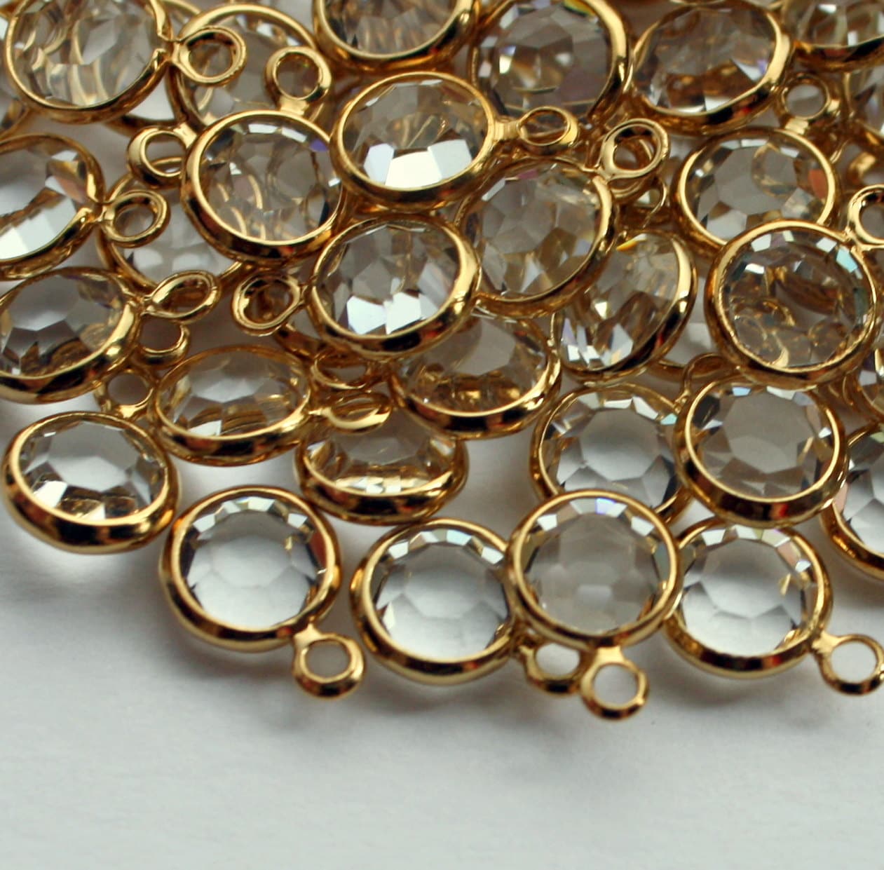 6 Swarovski Crystal Channel Set Stones Gold Plated Setting