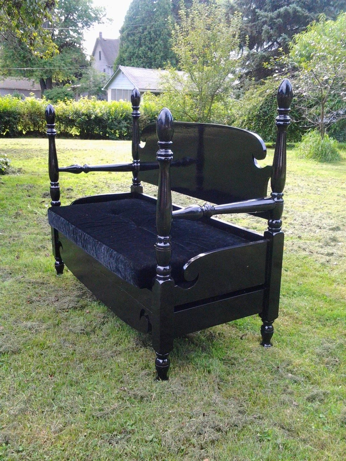 vintage headboard made into bench classic lines all black