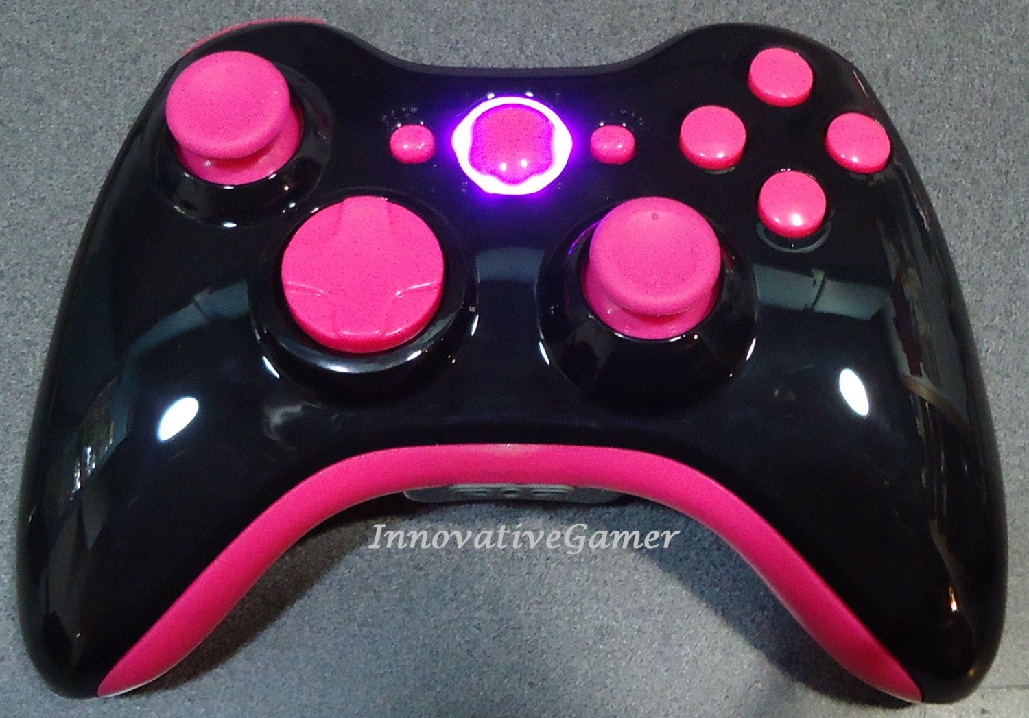 Custom Glossy Black & Pink Xbox 360 Wireless Controller