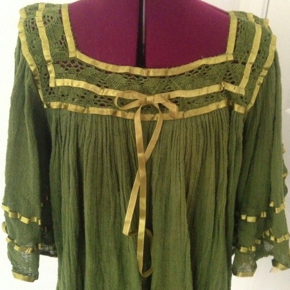 vintage 70s boho gauze crochet blouse top gauze ribbons free vintage 70s boho gauze crochet blouse top gauze ribbons free