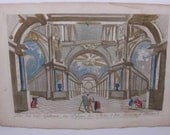 Basset Gallerie Palais Arts Sciences Rome Antique 1700's Optical Print 18th C
