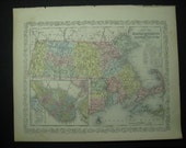 Lot OF 3 Desilver Maps Illinois Indiana Mass & Rhode Island Dated 1856