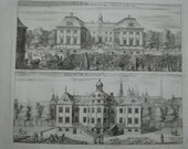 Erik Dahlberg Suecia Antiqua Engraving Baron Sparre's Palace 1717 Antique Print