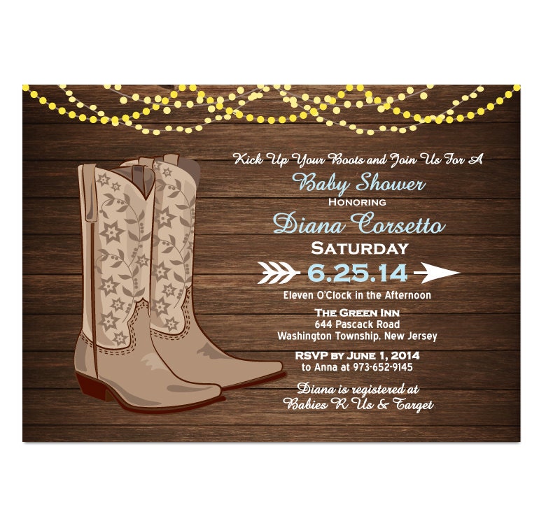 Cowgirl Boots Baby Shower Invitation DIY PRINTABLE Digital