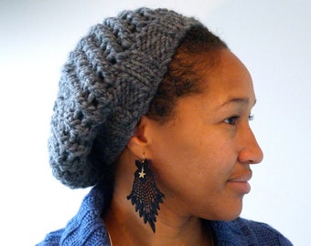 Warm Winter Womens Hand Knit Slouch Hat made from 100% Wool