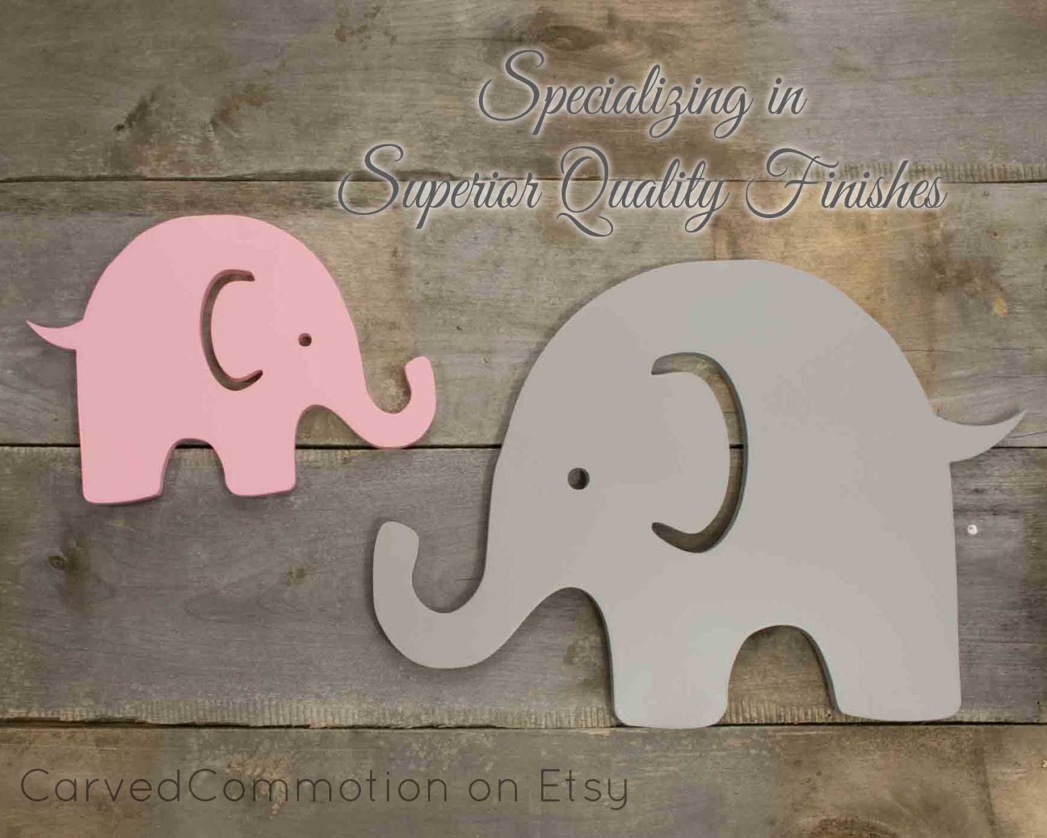 Wooden Elephant Cut Out Nursery Wall Decor by CarvedCommotion