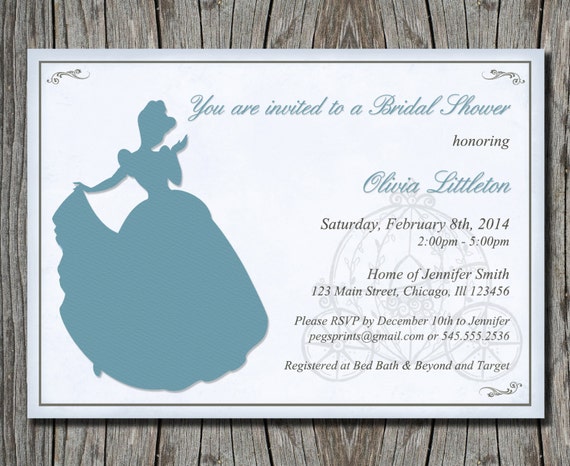 Cinderella Themed Bridal Shower Invitations 2