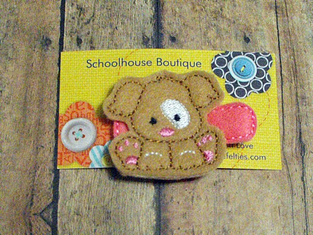 Puppy Dog Felt Hair Clip - Felties - Feltie Hair Clip - Felt Hairbow - Felt Hair Clips - Felt Hair Clippie - Party Favor