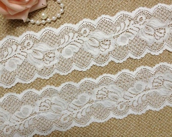 Off-White Stretch Lace Trim, Headband Lace, Wedding Garter Lace Trim, Lingerie Lace, 2 Yards