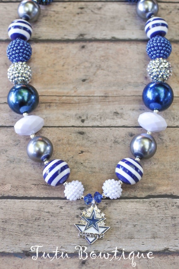 Dallas Cowboys Inspired Chunky Bead Necklace Ready To Ship