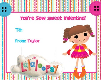 San Valentín tarjetas lalaloopsy muñeca niña botón Digital DIY