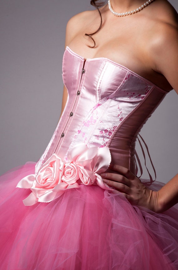 pink corset gown