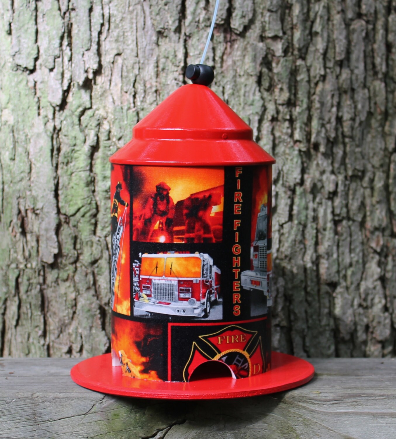 Firefighter Bird Feeder by Bird Feeder Guy. by BirdFeederGuy