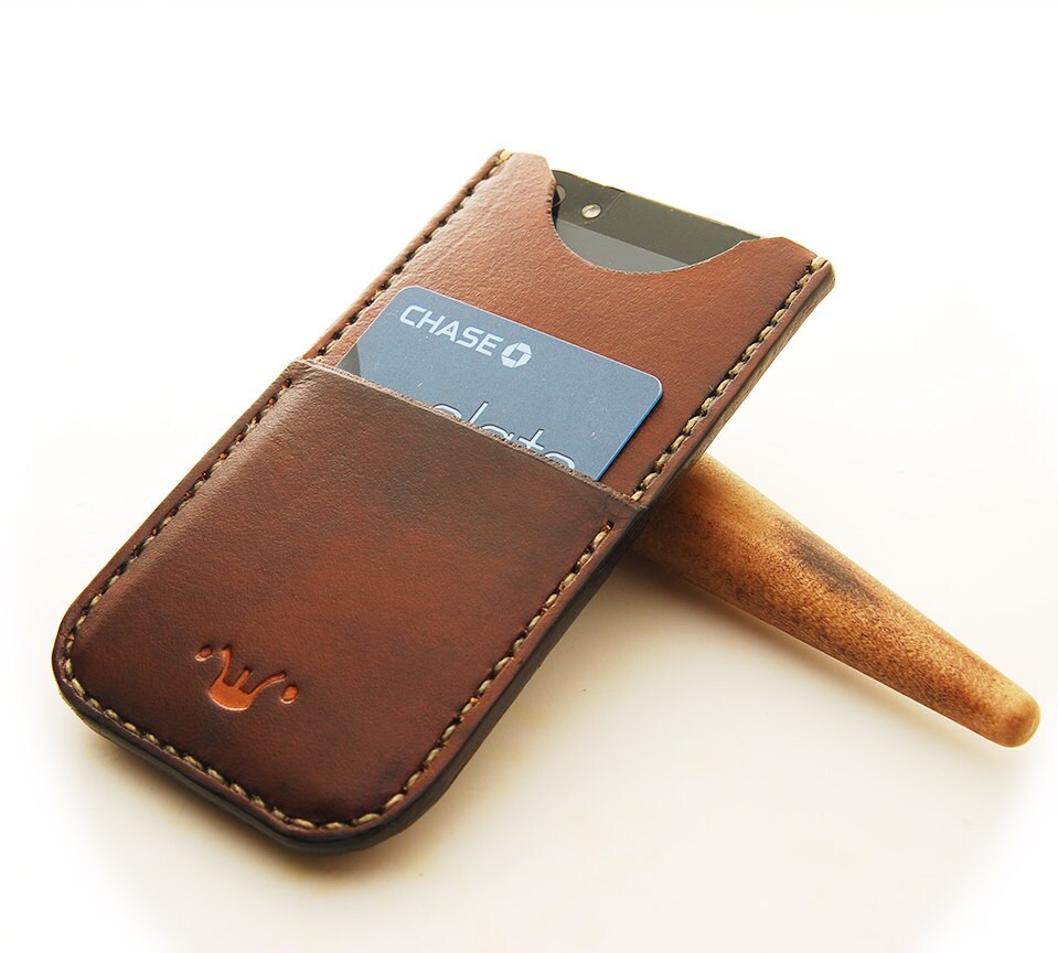 Handmade iPhone 5 Leather Phone Case with Card Holder.