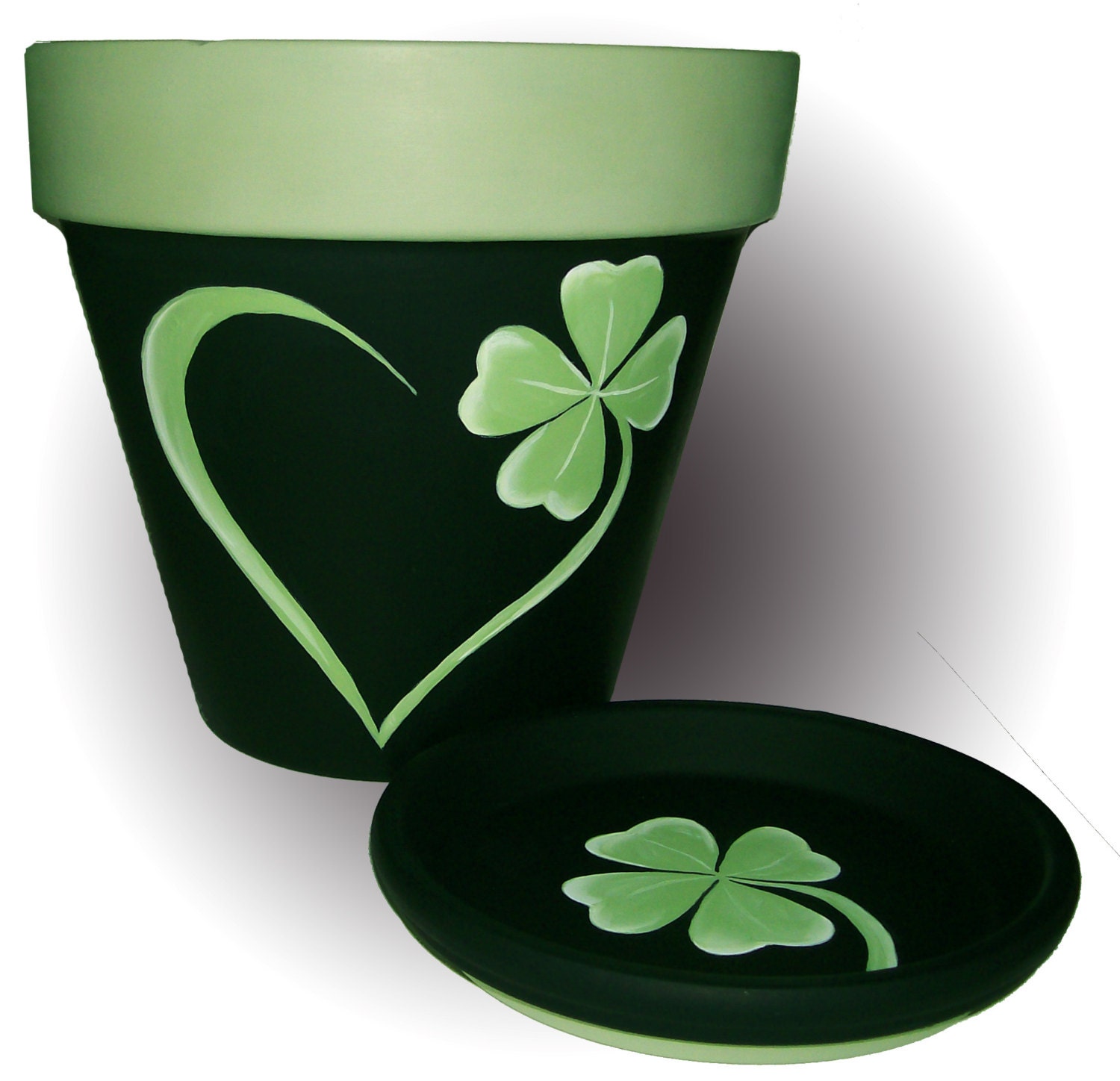 Shamrock Flower Pot Original Hand Painted