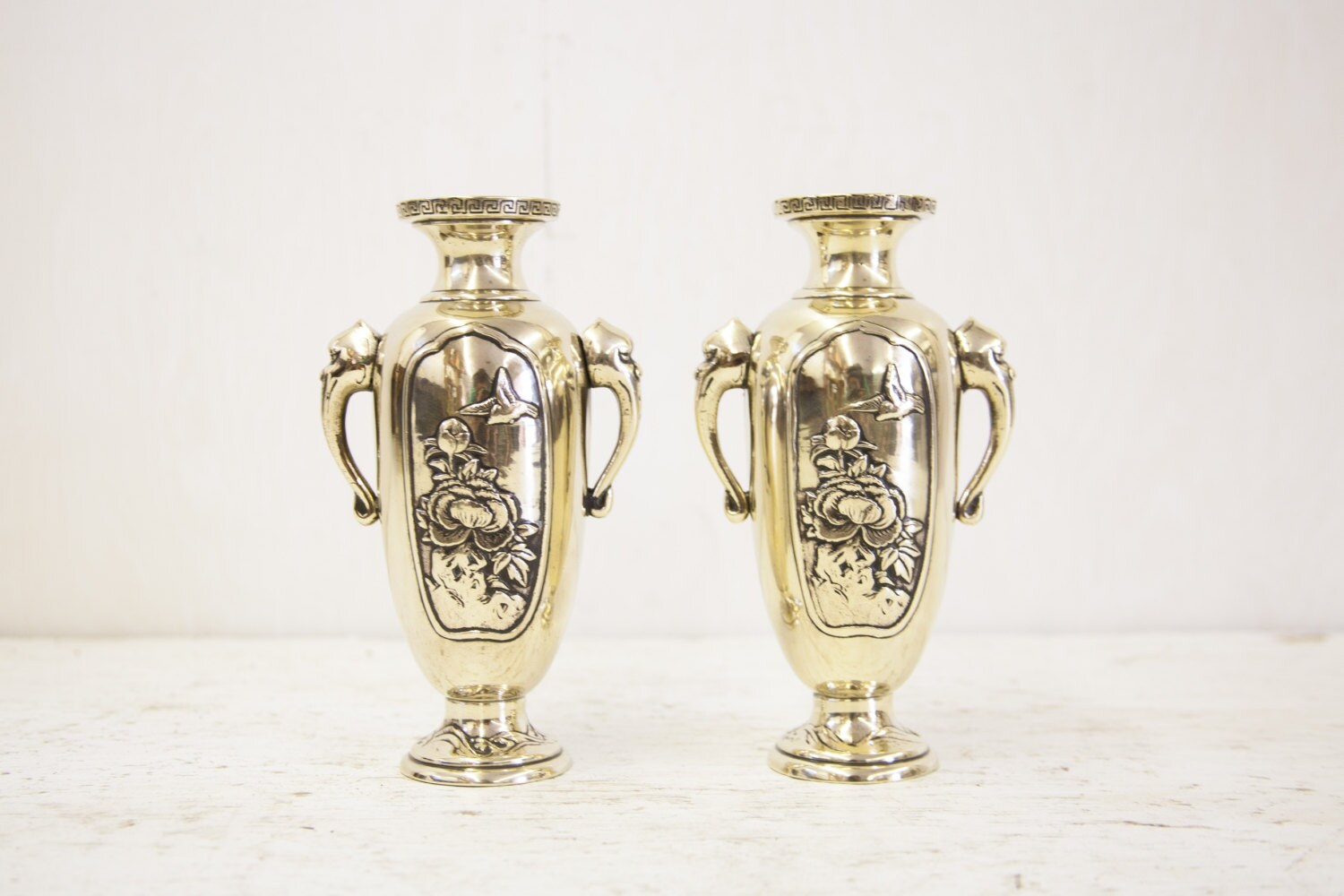Pair of Japanese Brass Vases