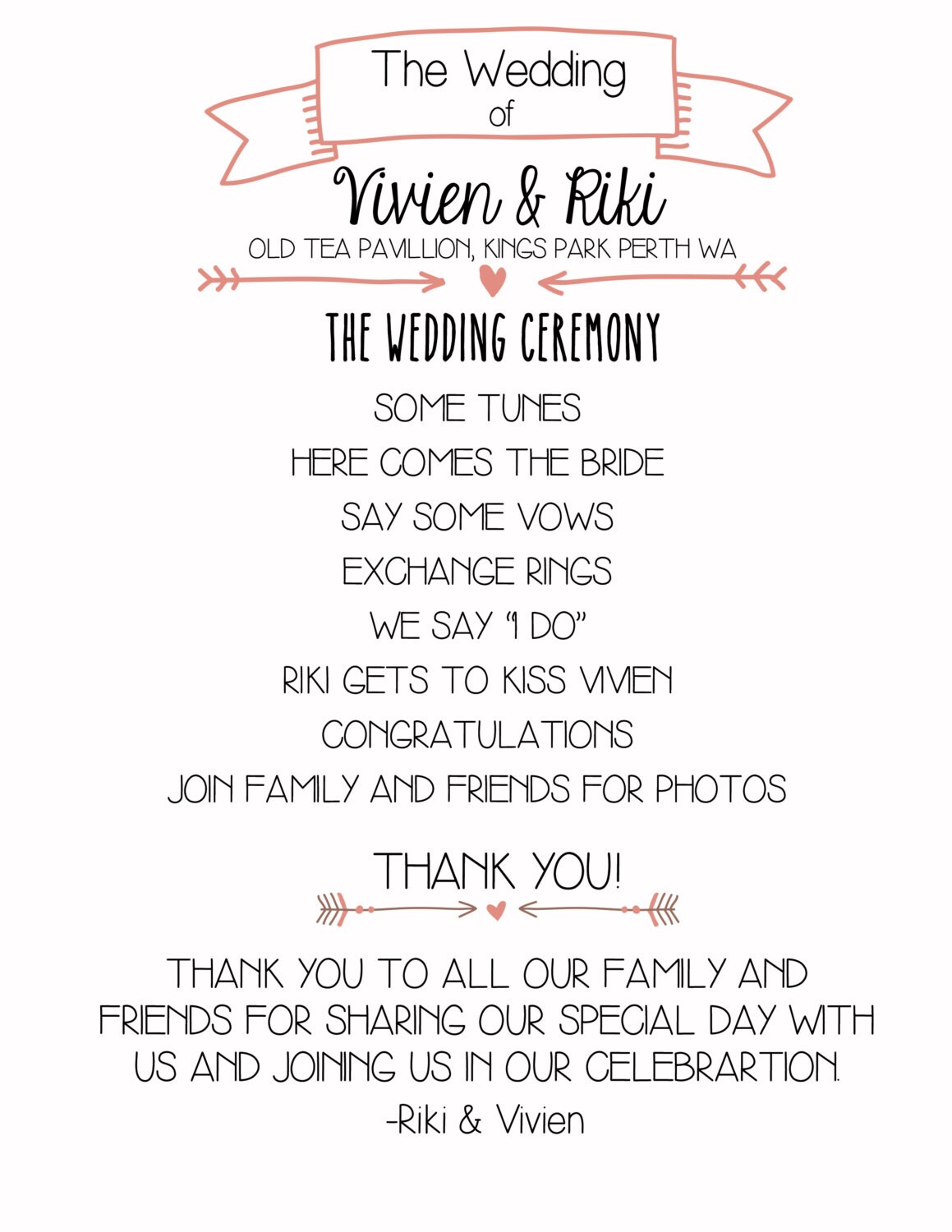 Double Sided Printable Wedding Program Rustic Wedding