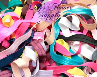 Grab Bag Fold Over Elastic - 5 yards - 5/8 Fold Over Elastic - FOE - Foe Elastic - Elastic by the yard - Shiny Elastic - DIY - Headband
