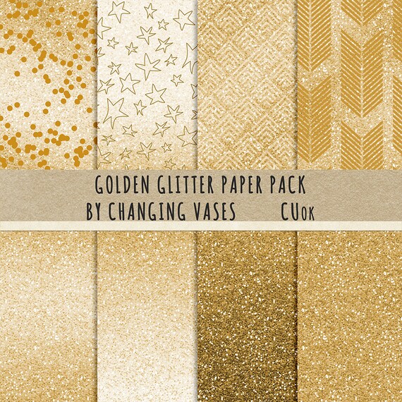 Digital Scrapbook Paper Pack Golden Glitter Gold Glitter