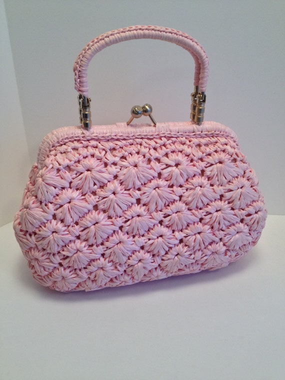 Lovely Light Pink Straw Handbag, Made in Italy, Comes with Blush ...