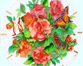 In the Summer Garden Glass Clock, FREE WORLDWIDE DELIVERY, glass painting, glass art In the Summer Garden Glass Clock, FREE WORLDWIDE DELIVERY, glass painting, glass art