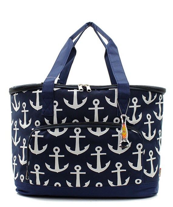 Items similar to Navy Anchor Boat Bag Cooler & Bottle Opener Monogrammed on Etsy