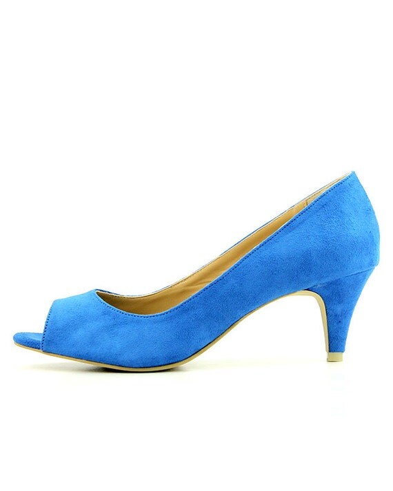 Something Blue Wedding Shoes 2.5 inch Suede Electric Blue