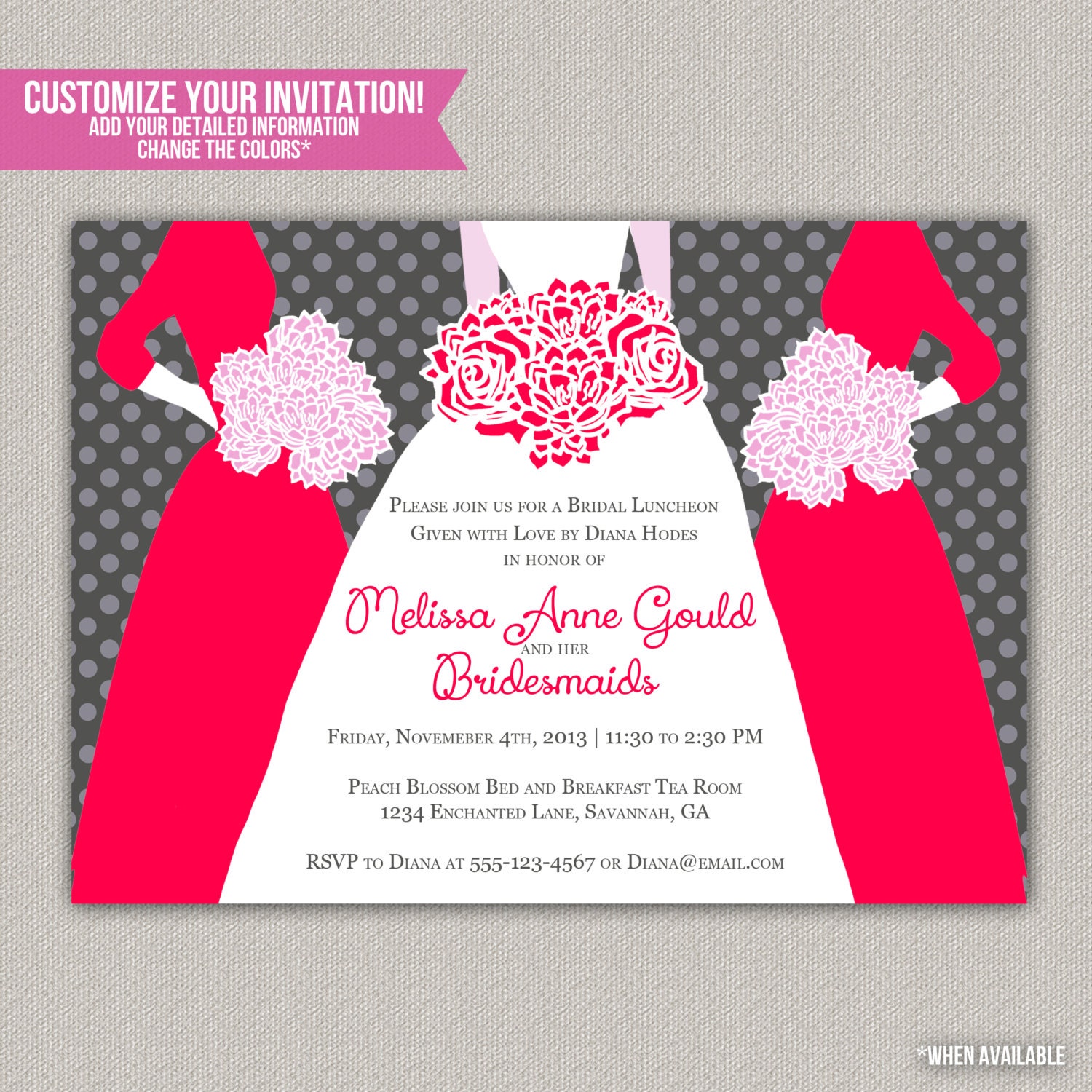 Bridesmaid's Luncheon Invitation Custom by EnchantedDesigns4U