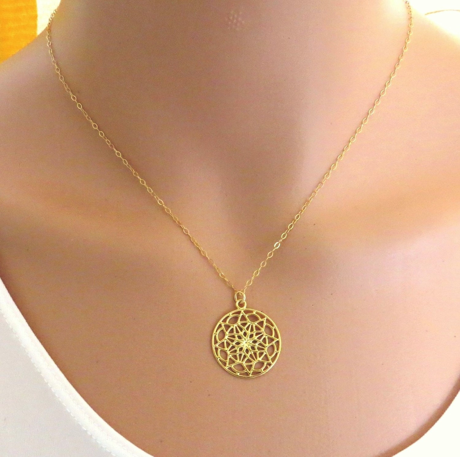 Gold necklace gold mandala necklace new age necklace gold