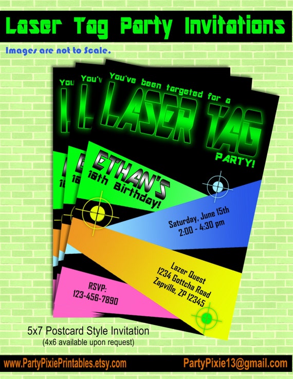 Items similar to Laser Tag Party Package and Party Invitation