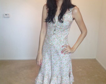 Grunge Dress Floral Long Dress Small Fitted Tea Dress