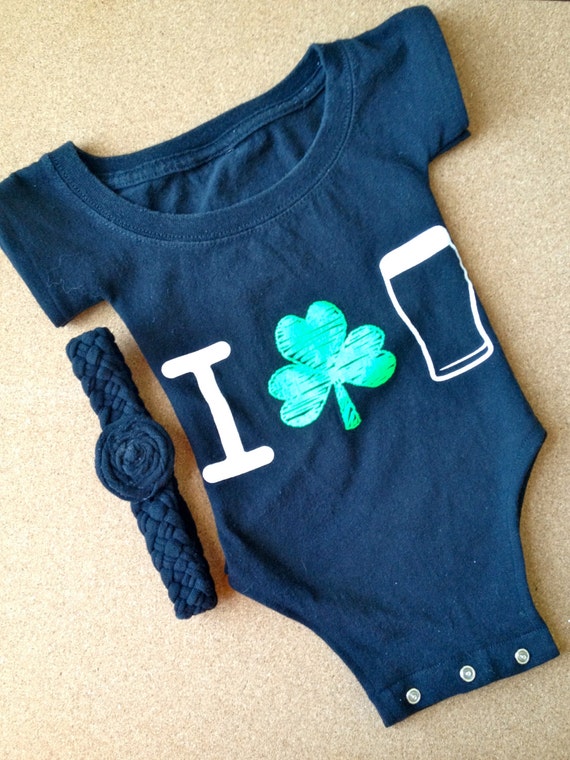 UpCycled Guinness TShirt Onesie With Headband by craftinistagirl