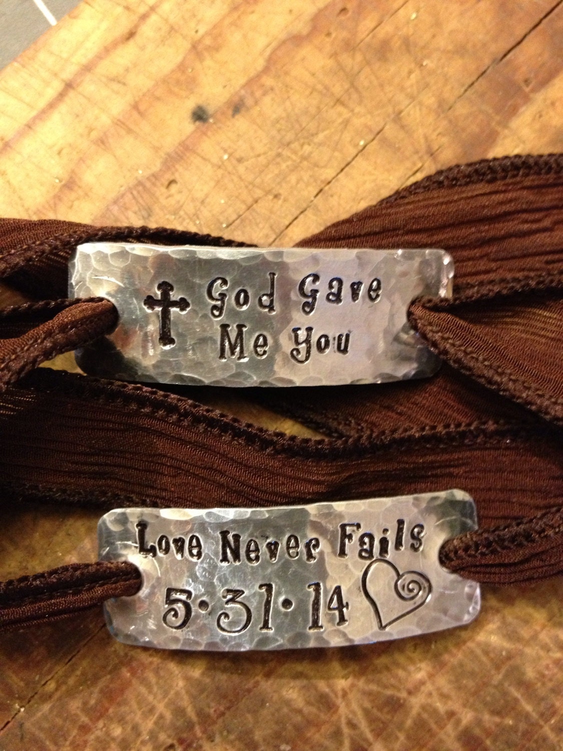 God Gave Me You 2 piece bracelet by CopperTreeDesigns on Etsy
