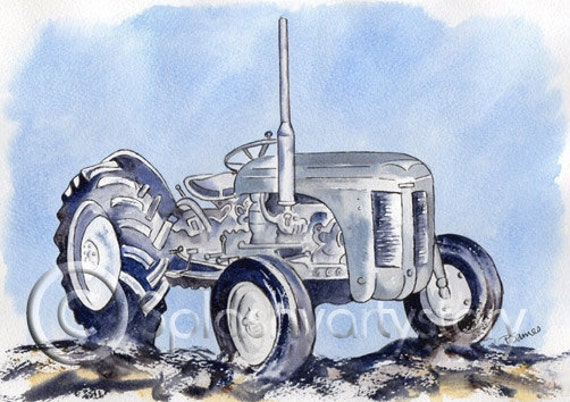 MASSEY FERGUSON TE20 Tractor Art Print Of Original Watercolour