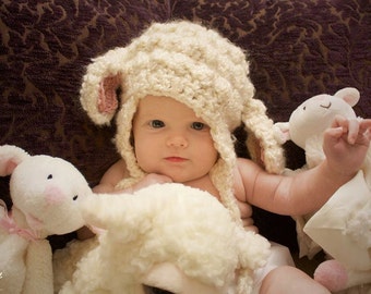 Lamb Hat - Baby Lamb Hat - Crochet Lamb hat - Lamb photo prop - Newborn Lamb Hat - Lamb Hat for boy - Lamb hat for girl - Newborn photo prop